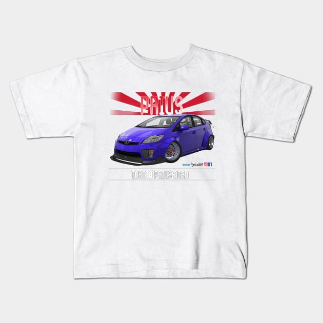 Toyota Prius 2JZ Avus Blue Kids T-Shirt by PjesusArt